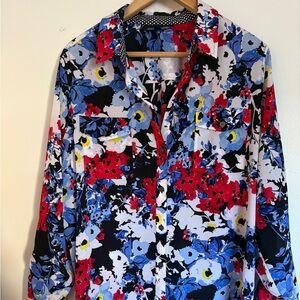 Jones New York Signature Floral Button-Up Blouse | Size XL